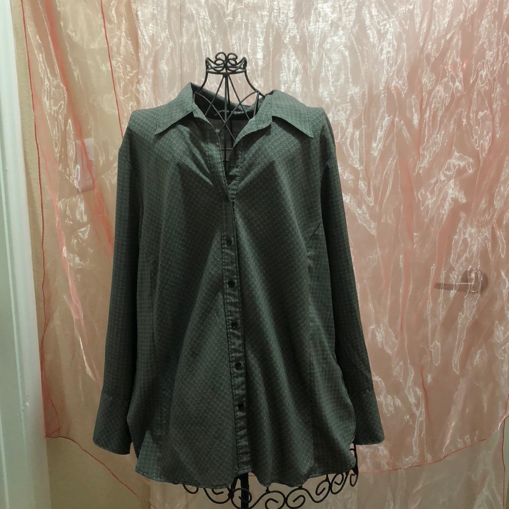 Black and White Pattern Work Blouse by Worthington